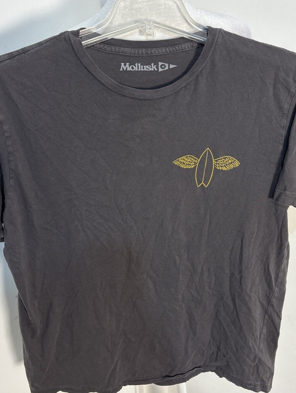 Mollusk Surf Shop Graphic Tee flying Fish Medium 100% Cotton Gray